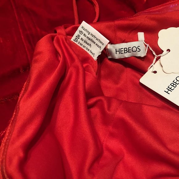 Hebeos| Sweetheart A-Long Red Mermaid Velvet Prom Dress| Sz M - Picture 13 of 15